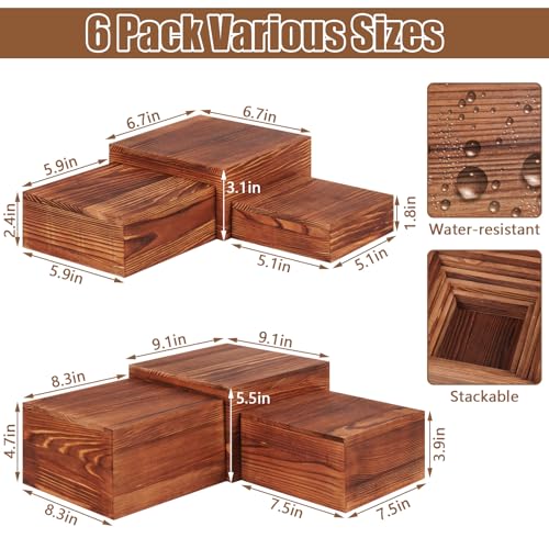 6 Pack Buffet Risers and Stands, Wood Risers for Buffet Table, Party Decor