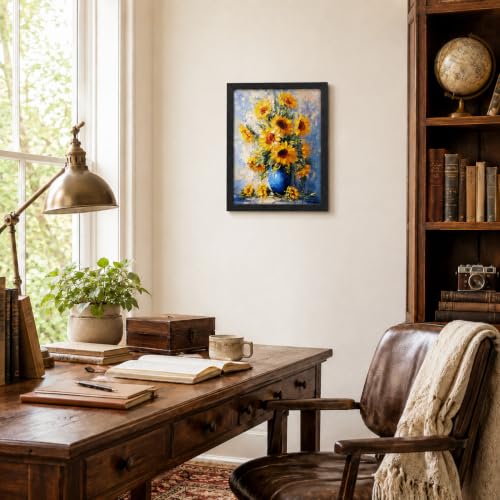 Canvas Wall Art Sunflower Bouquet Framed Floral Still Life Art 12x16 Inch - color: 【sunflower flower】, size: 16"L x 12"W