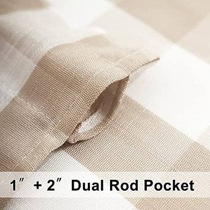 Taupe White Buffalo Check Valance Curtain Farmhouse Kitchen Window 52x15" 1 - color: Taupe and White, size: 50"W x 15"L (Pack of 1)