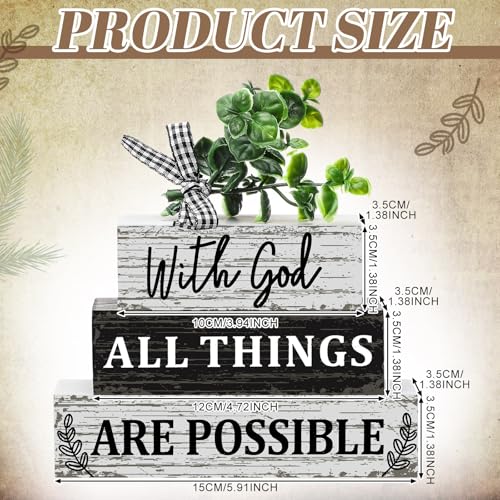 Geelin 4 Pcs Christian Farmhouse Wooden Table Decor Religious Tiered Tray - style: Christian