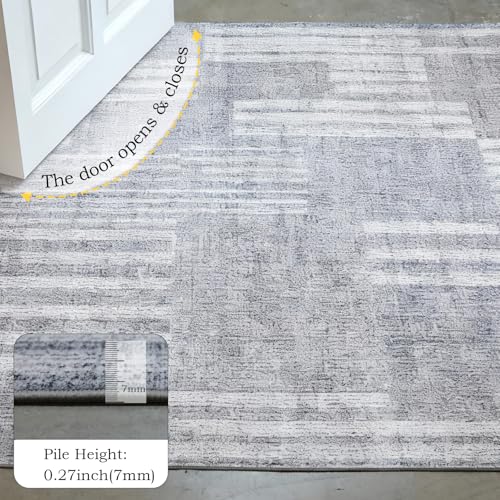 Washable Area Rugs 5'x7' Non-Slip Modern Abstract Soft for Living Room Entryway Bedroom Nursery, Print Pattern, Ash Tonal Gray - color: Flat Printed Ash Tonal Gray Rug, size: 5' x 7' (Rectangular)