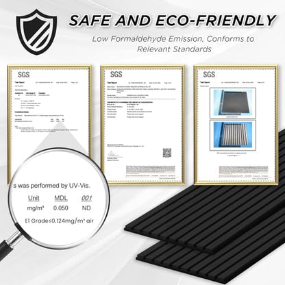 SMARTSTANDARD 4 Pack 105.9" x 12.6" Wood Slat Wall Panels, Matte Black - color: Matte Black, size: 106" x 50.4"