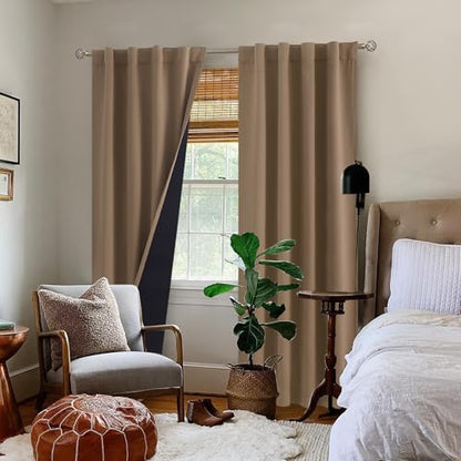 BGment Taupe 100% Blackout Curtains 84 Inch Length 2 Panels Set with Liner - color: Taupe, size: 38"W x 84"L (Pack of 2)
