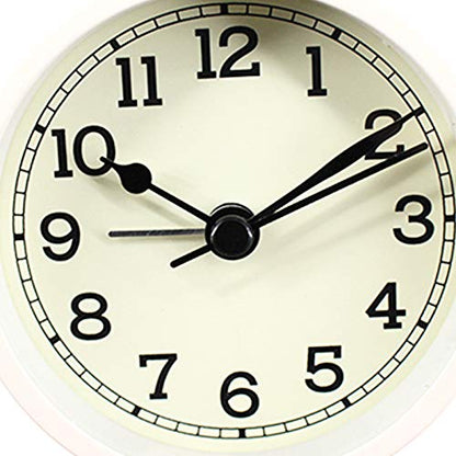 3" Round Quartz Analog Metal Alarm Clock Silent Non Ticking Desk Clock - color: White