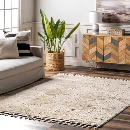 nuLOOM Kerry Beige Geometric Power Loomed Area Rug, 10' x 14' - color: Kerry Beige, size: 10' x 14' (Rectangular)