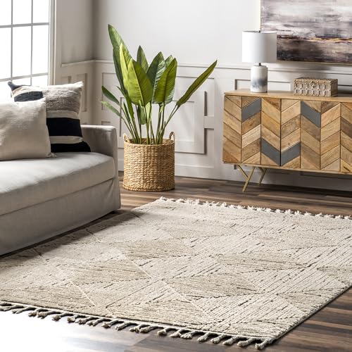 nuLOOM Kerry Beige Geometric Power Loomed Area Rug, 10' x 14' - color: Kerry Beige, size: 10' x 14' (Rectangular)