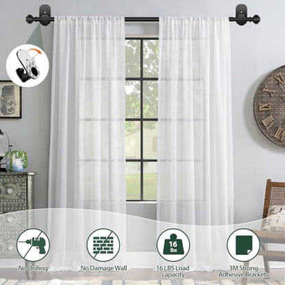 KAMANINA Curtain Rods No Drilling for Windows 32 to 86 Inches, Black - color: Black, size: 32-86"
