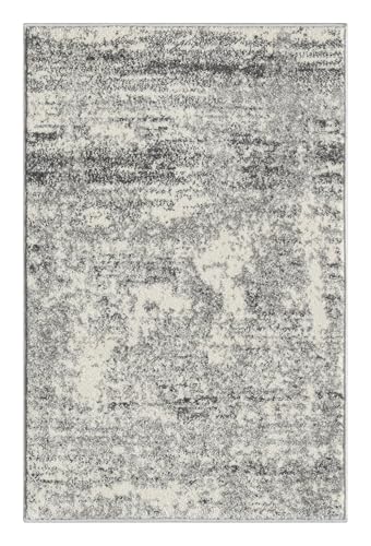 Keen Home Design Abstract Non-Shedding Entryway Rug, Soft Thick Pile, 2x3 - color: Abstract Cream/Grey, size: 2' x 3' (Rectangular)