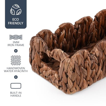 Coeusy Scalloped Toilet Paper Basket, Wicker Basket for Bathroom Organizer - color: Brown Rectangular