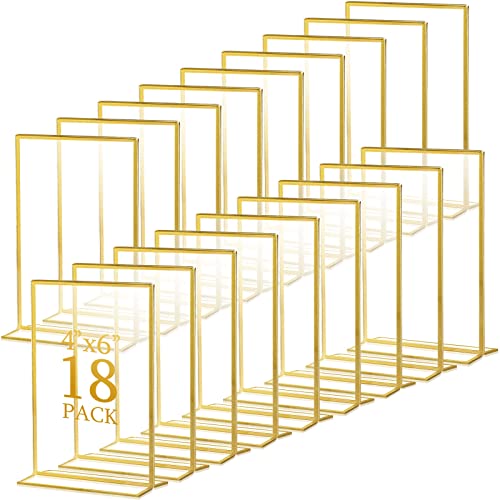 Hoteam 18 Pack Gold Wedding Acrylic Holder 4 X 6 Inch Vertical Frames - color: Vertical, size: 4 x 6 Inch