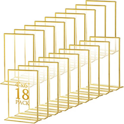 Hoteam 18 Pack Gold Wedding Acrylic Holder 4 X 6 Inch Vertical Frames - color: Vertical, size: 4 x 6 Inch