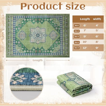 Boho Persian Area Rug, Green, 8x10 - color: Fresh Lemon Green, size: 8 x 10 feet