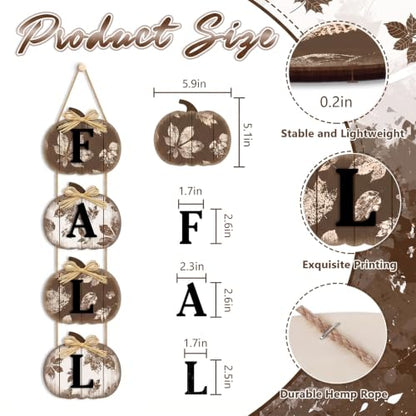Britimes Fall Pumpkin Welcome Door Sign, Wooden for Front Door - style: Brown Fall Maple Leaf