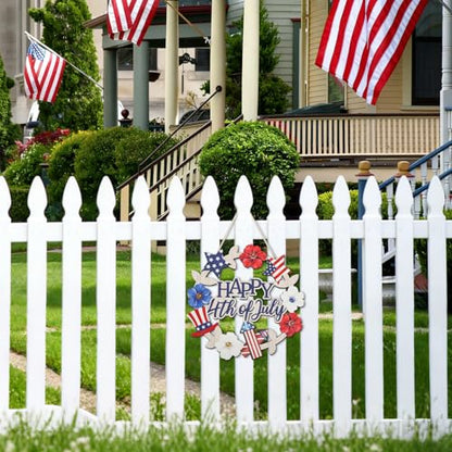 Wood Wreath for Front Door Porch Window Wall Hanging Decor (Patriotic) - style: Patriotic