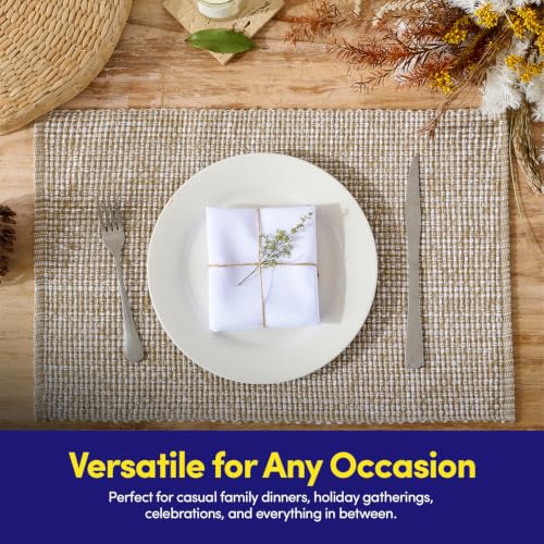 Sweet Home Collection 100% Cotton Placemats for Dining Room Rectangle Two Tone Woven Fabric 13" x 19" Soft Durable Table Mat Set, Set of 4, Taupe - color: Taupe, size: Rectangle 13" x 19"