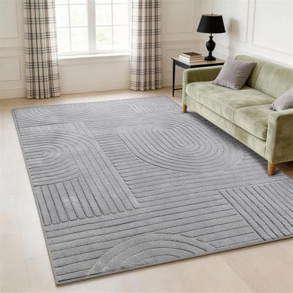 5x7 Solid Grey Area Rugs for Living Room, Washable Soft Bedroom Rug - color: Grey, size: 5' x 7' (Rectangular)