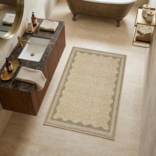 GarveeHome Scalloped Rug - color: Jute, size: 3' x 4' (Rectangular)