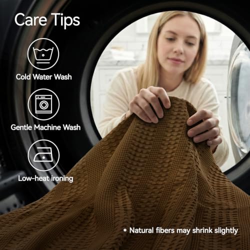 a moment 2 Pack Bamboo Fiber Pillow Covers - Waffle Weave, Ultra Soft & Breathable, Skin-Friendly Cotton Throw Pillow for Couch, Sofa, Bedroom Living Room 18x18 Inch Dark Brown - color: Dark Brown, size: 18" x 18" (Pack of 2)