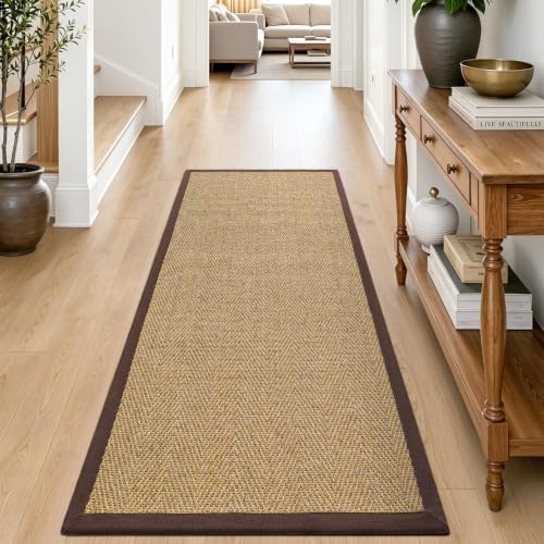 DEXI Jute Runner Rug 3x8, Rug Runners for Hallways, Natural/Brown - color: Natural/Brown, size: 3' x 8' (Runner)