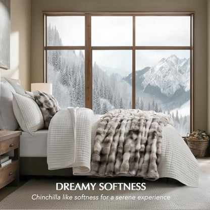 EverGrace Faux Rabbit Fur Bubble Throw Blanket, 50"x60", Light Grey - color: Marble Grey, size: 50"x60"