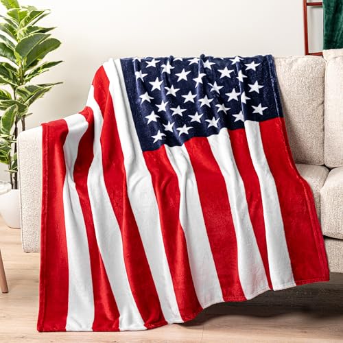 PAVILIA US Flag Patriotic Fleece Throw Blanket, American Home Gift, 50x60 - color: American Flag, size: 50 x 60 Inches - Throw