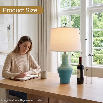 23" Farmhouse Ceramic Table Lamp Modern Bedside Lamps Matte Teal - color: 23.25" Single - Matte Teal