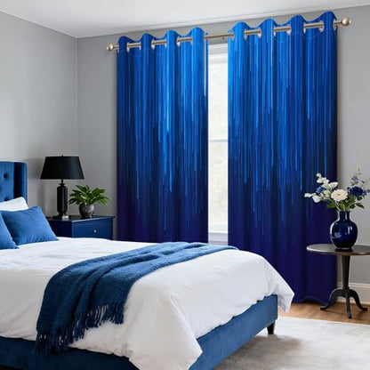 Navy Blue Blackout Curtains for Bedroom, Ombre Blackout Curtains 84 Inch Length 2 Panels Set, Thermal Insulated Room Darkening Drapes with Grommet Top, 52W x 84L - color: 04 Blue, size: 52"W x 84"L (Pack of 2)