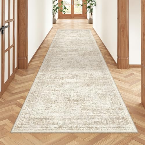 2'6 x 8' Runner Rug Non Slip,Washable Kitchen Rugs,Beige - color: Beige/Ivory, size: 2'6" x 8' (Runner)