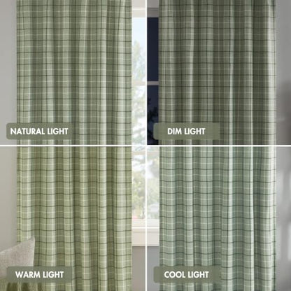 Madison Park Plaid Window Curtain Thermal Insulated, 1 Panel, 50x84 Green - color: Rod Pocket & Back Tab, Green, size: 50"W x 84"L (Pack of 1)