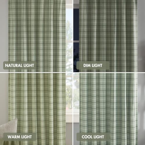 Madison Park Plaid Window Curtain, 1 Panel, 50x84 Green, Top Tab - color: Faux Leather Tab Top, Green, size: 50"W x 84"L (Pack of 1)
