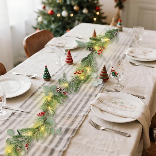 DR.DUDU 9FT Prelit Christmas Garland with Lights Mantel Decorations - size: 9FT