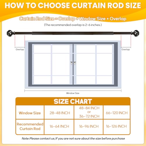 Ycolnaefllr Bronze Twisted Cage Curtain Rod, Heavy Duty Adjustable 66-120" - color: Bronze, size: 16-126"