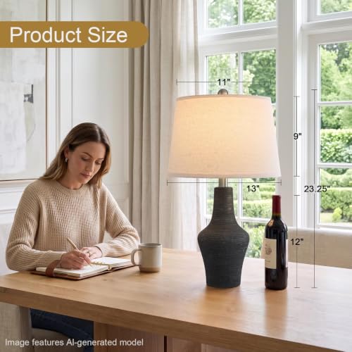23" Farmhouse Ceramic Table Lamp Modern Bedside Lamps Matte Black - color: 23.25" Single - Matte Black