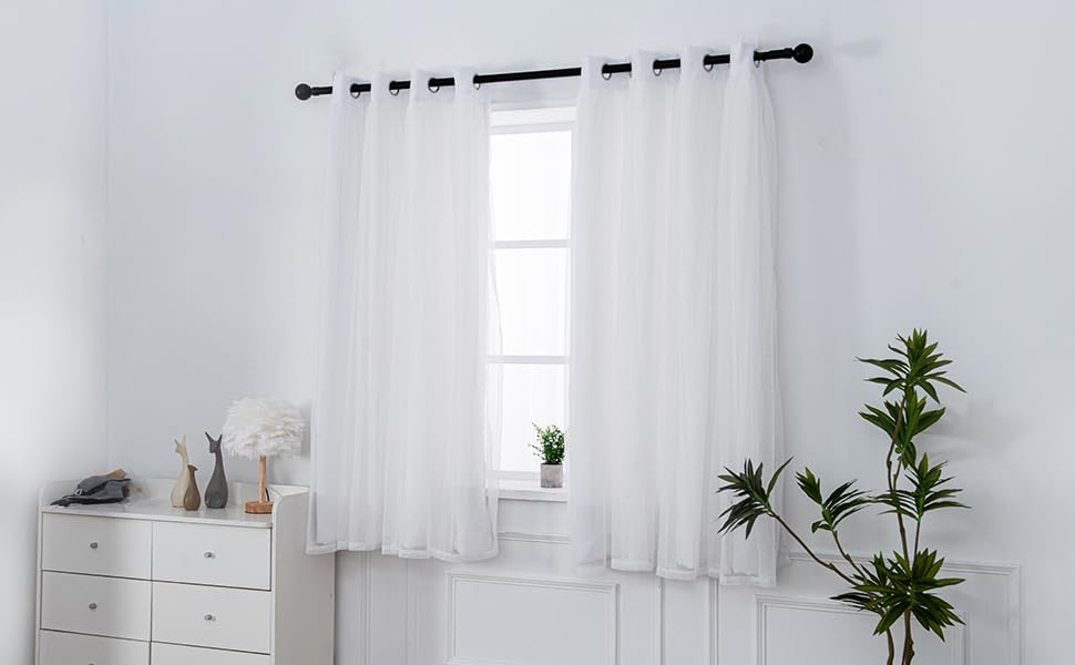 INLINAS Blackout Curtains with Sheer Overlay, Greyish White, 52x96 Inches - color: Greyish White, size: 52"W x 96"L (Pack of 2)