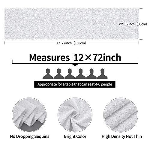 Pufogu 12 x 72 inches White Sequin Table Runner, 2 Packs - color: White