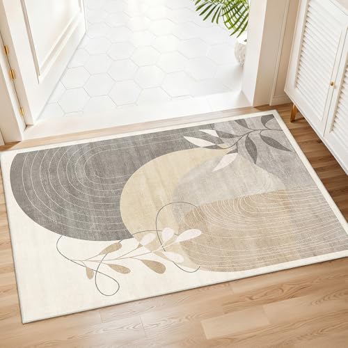 MUJOO 2x3 Washable Rug Small Area Rugs Non Slip Mid Century Modern - color: Beige（modern）, size: 2' x 3' (Rectangular)