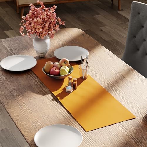 Encasa XO Table Runner, Cotton Canvas Dining Runner 13"x36" - color: Mango, size: 13x36 in