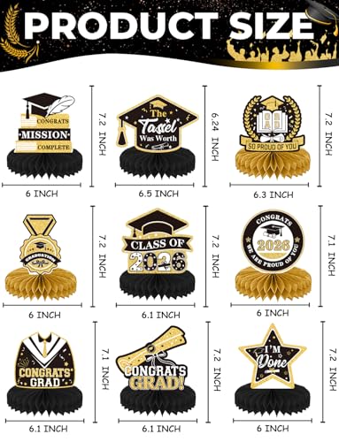 9Pcs Graduation Centerpieces for Tables 2026, Graduation Table Decorations - style: Black Graduation