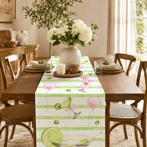 Martini Linen Table Runner, A Tini Bit Older Birthday Party Decor - color: Green