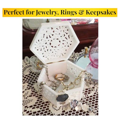 Trinket Boxes For Women, Ring Holder with Lid, Ring Case for Women, Present for Mom from Daughter, Things for Mommy, Valentines Jewelry Box, Graduation Jewelry Box, Soapstone Holder
