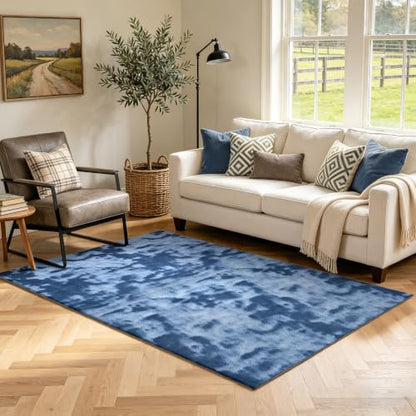 3x5 Tie-dye Dark Teal Area Rug Washable Non-Slip Soft for Bedroom Kitchen - color: 20 Tie-dye Dark Teal, size: 3' x 5' (Rectangular)