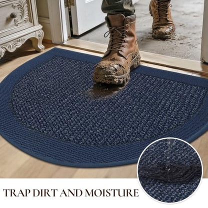 Dirt Trapper Door Mats 32" x 48", Non-Slip & Washable, Blue - color: Blue, size: 32" X 48" (Semicircular)