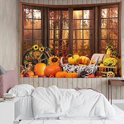HVEST Farmhouse Fall Tapestry Wall Hanging for Bedroom,40L x 60W Inches - color: Yellow, size: 40"L x 60"W