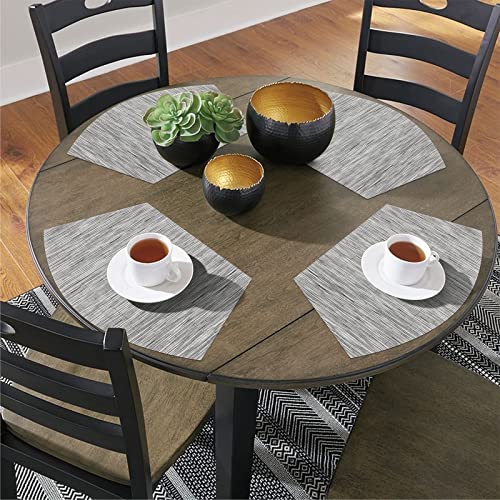 SHACOS Round Table Placemats Set of 4 Wedge Placemats Heat Resistant Woven Vinyl Table Mats Wipe Clean (4, Silver Gray) - color: Silver Gray