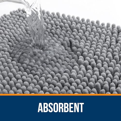 OLANLY Bathroom Rugs 30x20, Extra Soft Absorbent Chenille Bath Rugs - color: Grey, size: 30" X 20"