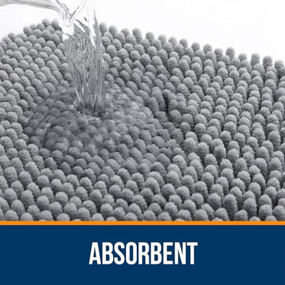 OLANLY Bathroom Rugs 30x20, Extra Soft Absorbent Chenille Bath Rugs - color: Grey, size: 30" X 20"