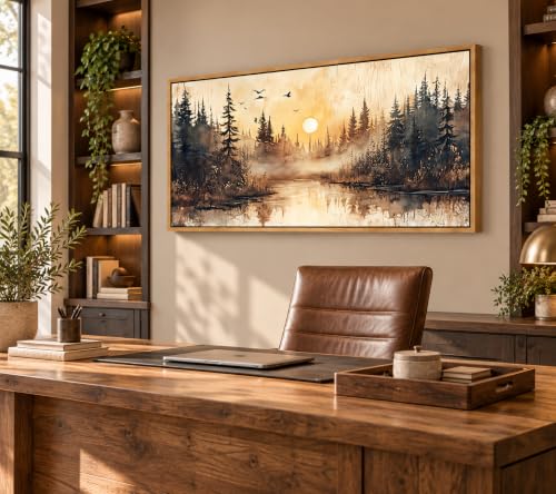 Large Framed Forest Nature Landscape Canvas Wall Art 40x20 in - color: Large Landscape, size: 40"L x 20"W
