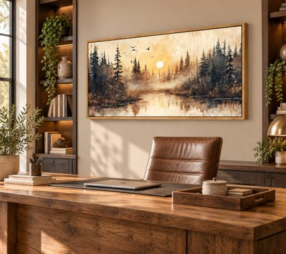 Large Framed Forest Nature Landscape Canvas Wall Art 40x20 in - color: Large Landscape, size: 40"L x 20"W