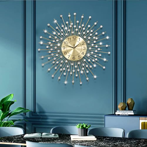 Extra Large Wall Clocks for Living Room Big Modern Clock Silent - color: Gold, size: 28 inch
