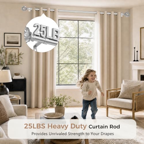 Silver Curtain Rod 30-60in - color: Silver, size: 30-60''(1 Pack)